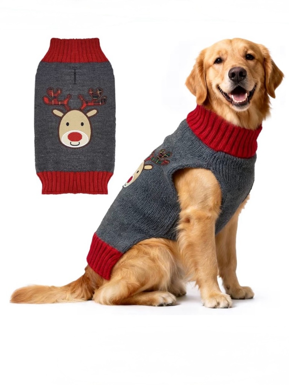 XXL Reindeer Knit Dog Christmas Sweater